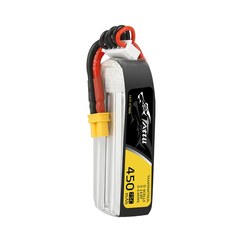 Tattu 4S 450mah 75C 14.8V Digital Lipo Battery Pack with XT30 Plug Long Size for H Frame