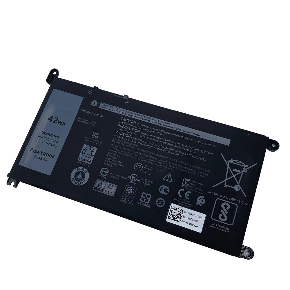 New YRDD6 42W Battery For Dell Inspiron 5481 5482 5485 5491 5591 5485 5585 5480 Vostro 3491 3591 3490 3590 3501 1VX1H P116G P93G