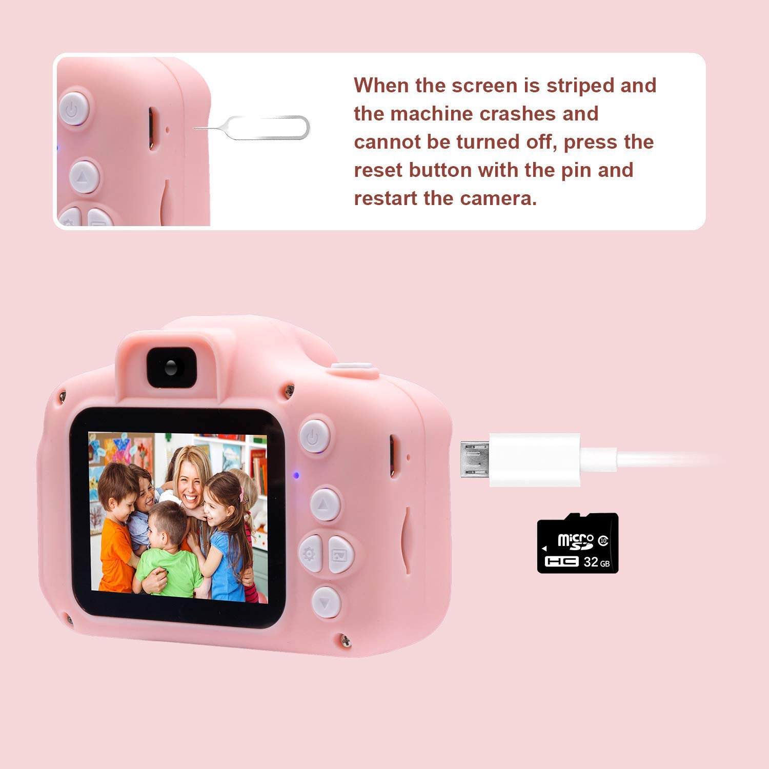 Upgrade Kids Selfie Camera Christmas Birthday Gifts HD Digital Video Cameras for Toddler