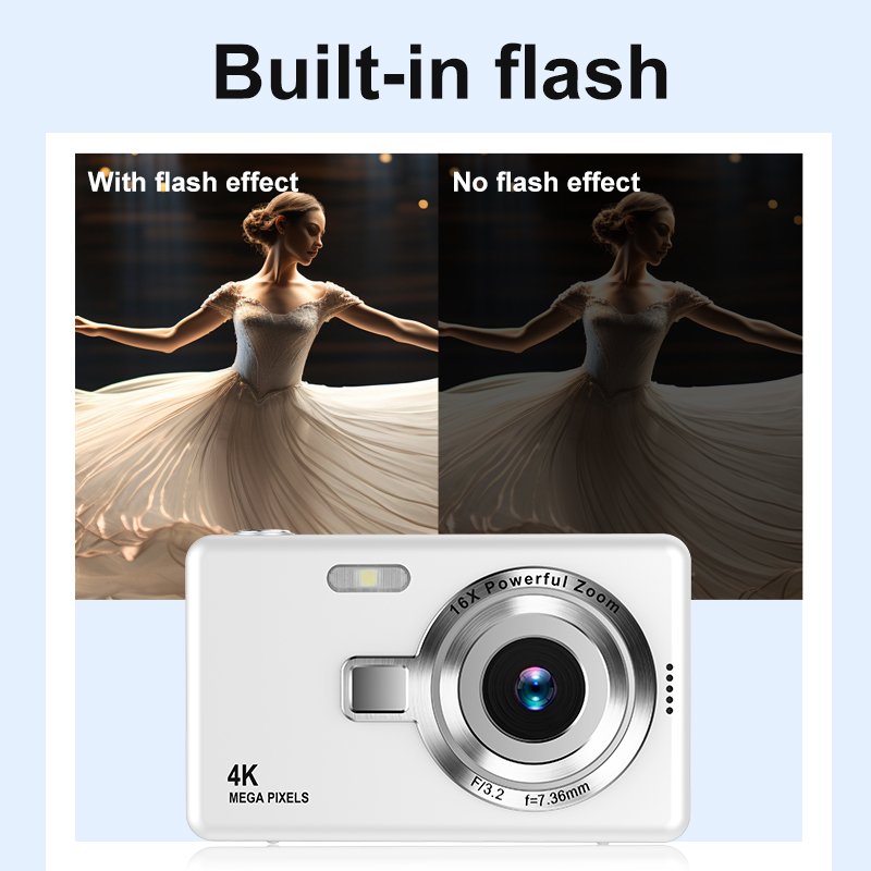 Point and Shoot 2.4-Inch Digital Camera: 48MP 16X Digital Zoom, Portable for Kids' Vlogging