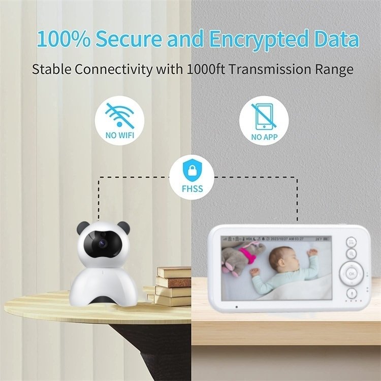 360 Degree Panoramic View Night Vision Baby Phone Two Way Talking Wireless Video Baby Camera Monitor with 5 inch Color Display