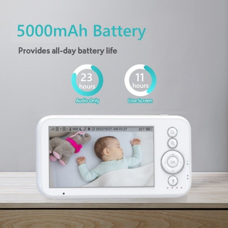 360 Degree Panoramic View Night Vision Baby Phone Two Way Talking Wireless Video Baby Camera Monitor with 5 inch Color Display