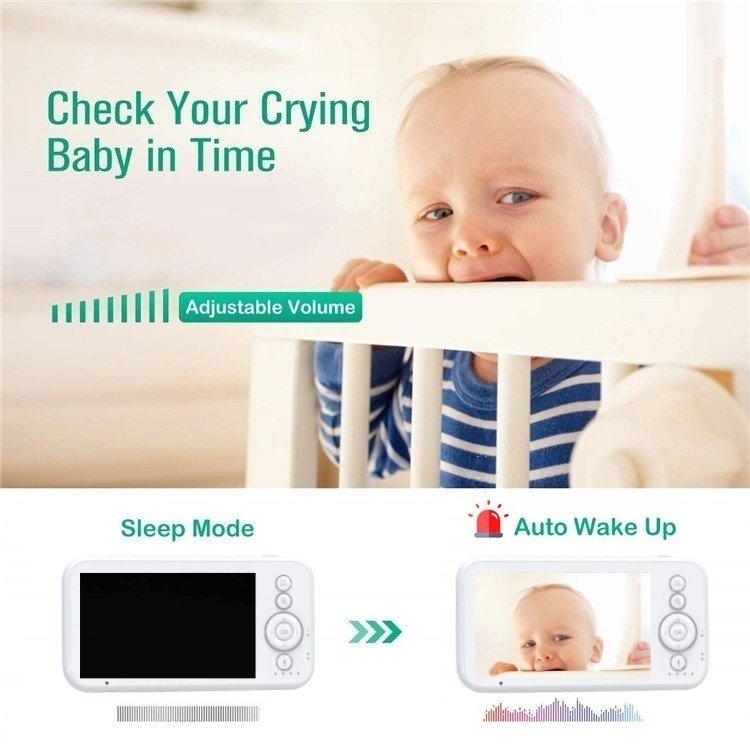 360 Degree Panoramic View Night Vision Baby Phone Two Way Talking Wireless Video Baby Camera Monitor with 5 inch Color Display