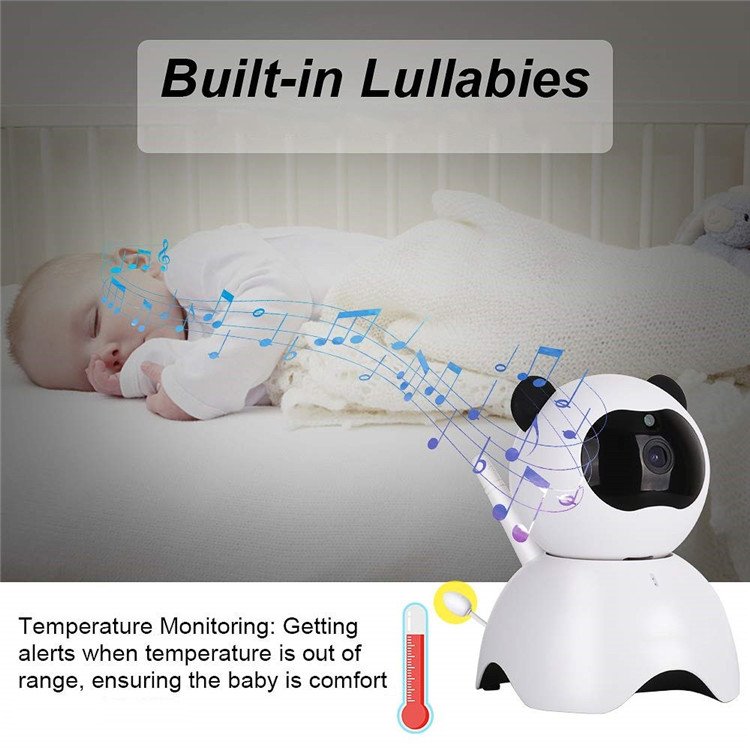 360 Degree Panoramic View Night Vision Baby Phone Two Way Talking Wireless Video Baby Camera Monitor with 5 inch Color Display