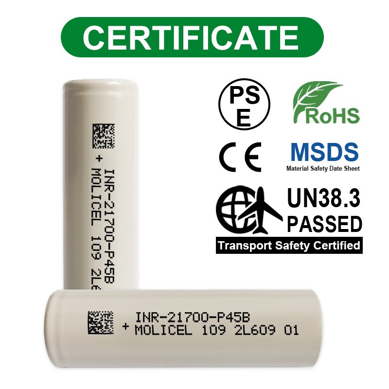 Molicel INR-21700-P45B 4500mah 45A b grade factory tail goods batteries no original cartons 21700 3.7v rechargeable cell