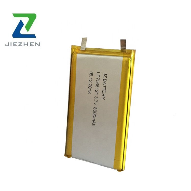 Lipo rechargeable 3.7v 8000mah 7566121 lithium polymer battery for power bank