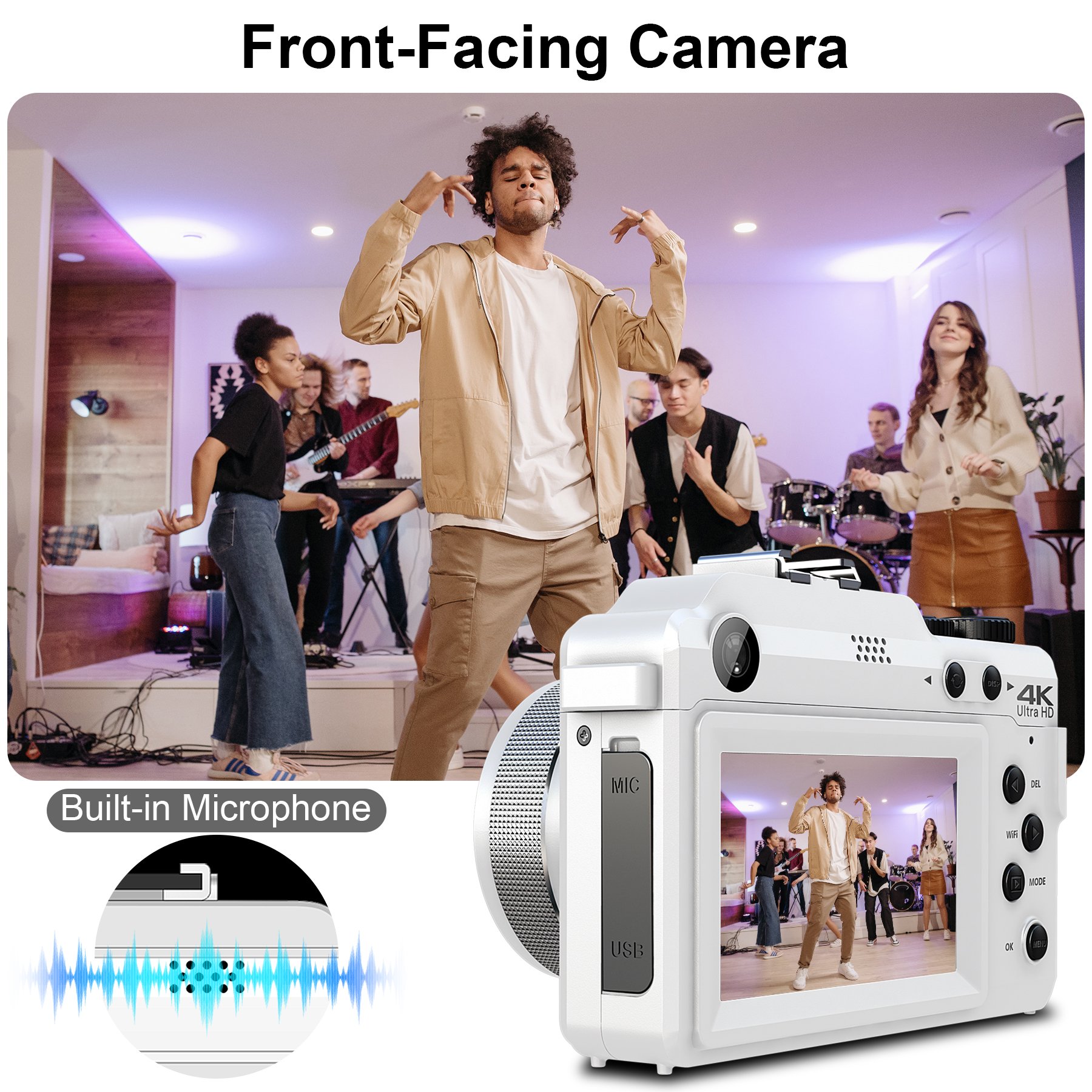 Compact Digital Camera 48MP 4K Video Camera with 18X Zoom and Auto Focus Ideal Gift for Teens and Students