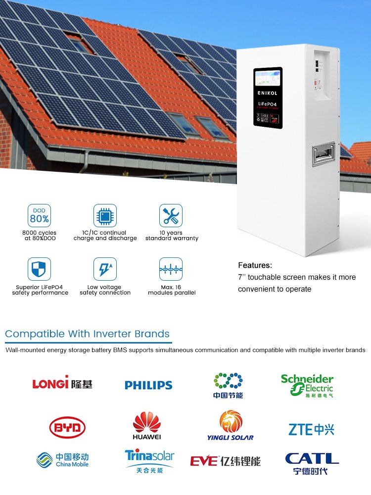 Power Solar Wall Battery 100ah 200ah Black Acrylic Sheet Touchable Screen 48v Lithium Ion Battery