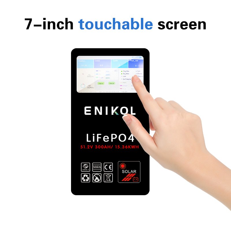 Power Solar Wall Battery 100ah 200ah Black Acrylic Sheet Touchable Screen 48v Lithium Ion Battery