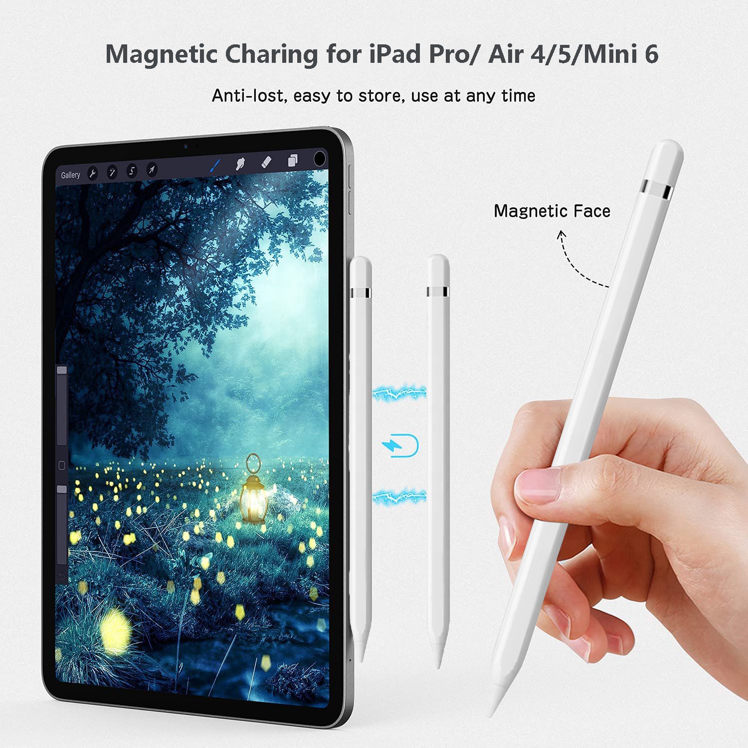 2 in 1 High Precision Stylus Pen with Lightning & Wireless Charging Apple Pencils for Drawing
