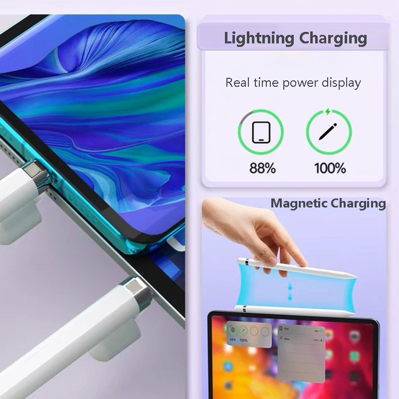 2 in 1 High Precision Stylus Pen with Lightning & Wireless Charging Apple Pencils for Drawing