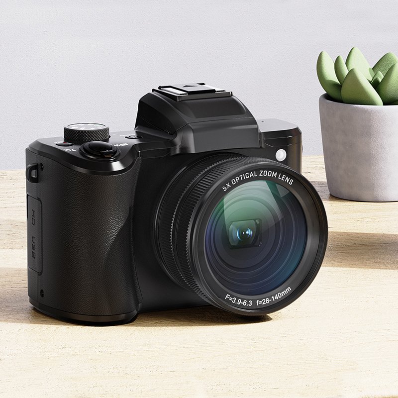 Portable Retractable Lens Micro Mirror-Front Dual Camera 5K 30FPS HD 5X Optical Zoom Digital Video Camera Camcorder
