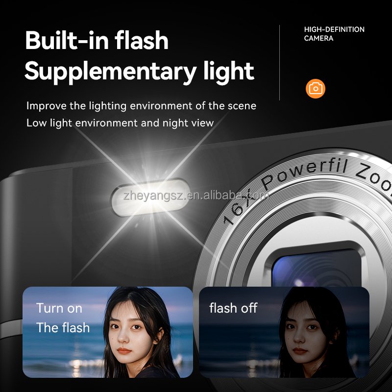 LED flashlight TYPE-C 2.4 inch 700mAh timing 50MP max 32GB 10280P 16x video cameras 4k professional digital