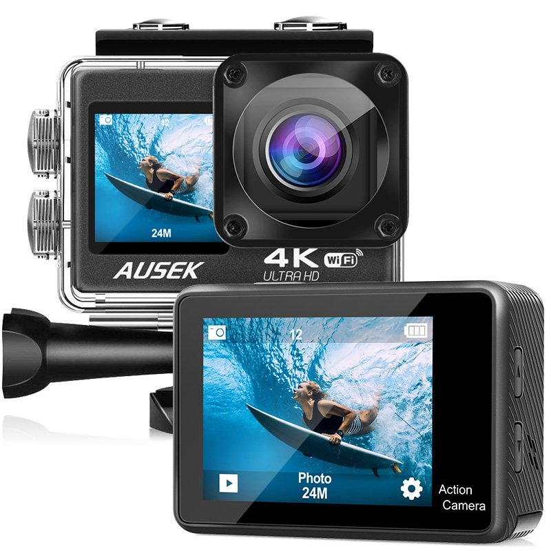 WIFI 4K FHD Action Camera 2.0 Inch Screen Zoom Video Shooting 30m Waterproof Pro Sports Cam Ausek Pro Digital Camcorder