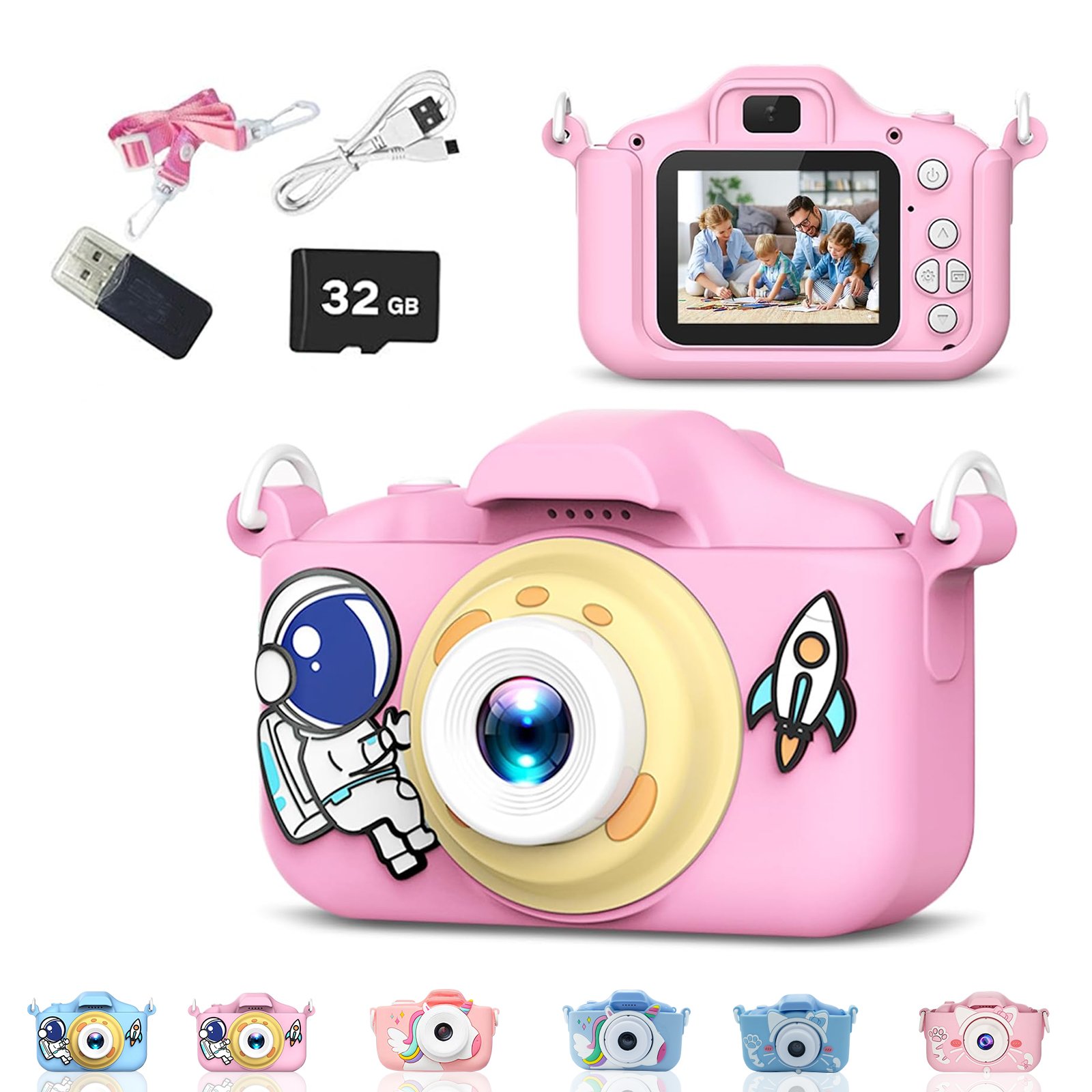 Mini Digital Camara with Silicone 2 Inch IPS Screen Kids Camera Built-in Battery With Dual Camera Children Toys Gift