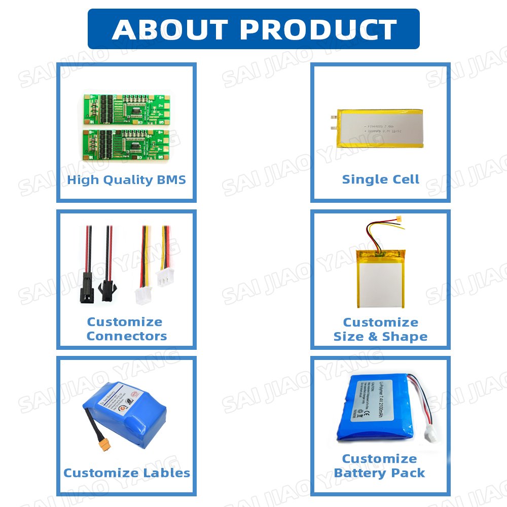 CE UL UN38.3 Deep cycle 3.7v 7.4v 11.1v 350mAh ~ 20000mAh li-ion polymer lipo cell packs nmc rechargeable lithium ion batteries