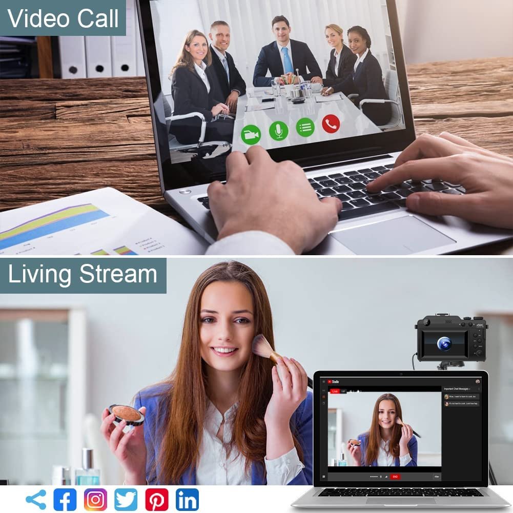 48MP Digital Camera for Photography,4K Camera with Front and Rear Dual Lens Cameras,18X Digital Zoom 3.0-inch Screen