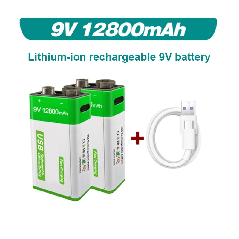 Factory Hot New Product Quick Charging 12800mAh Lithium ion Rechargeable Battery Universal 9V USB Charge