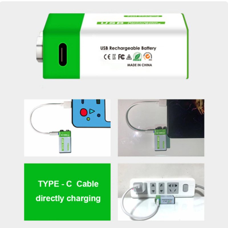 Factory Hot New Product Quick Charging 12800mAh Lithium ion Rechargeable Battery Universal 9V USB Charge