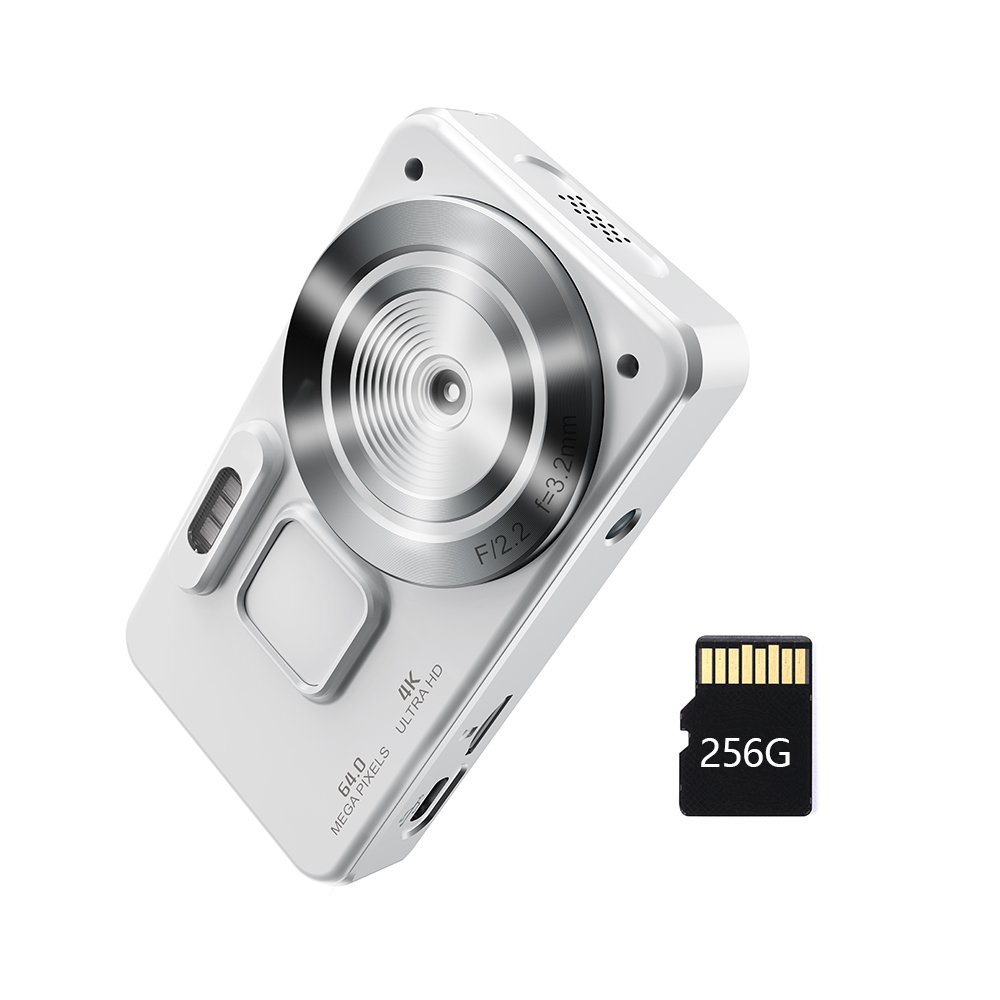 A56 White 4K 30FPS Digital HD Camera Fill Light Type-C 2000mAh Long Battery Life Multi Filter Camcorder for Children Record