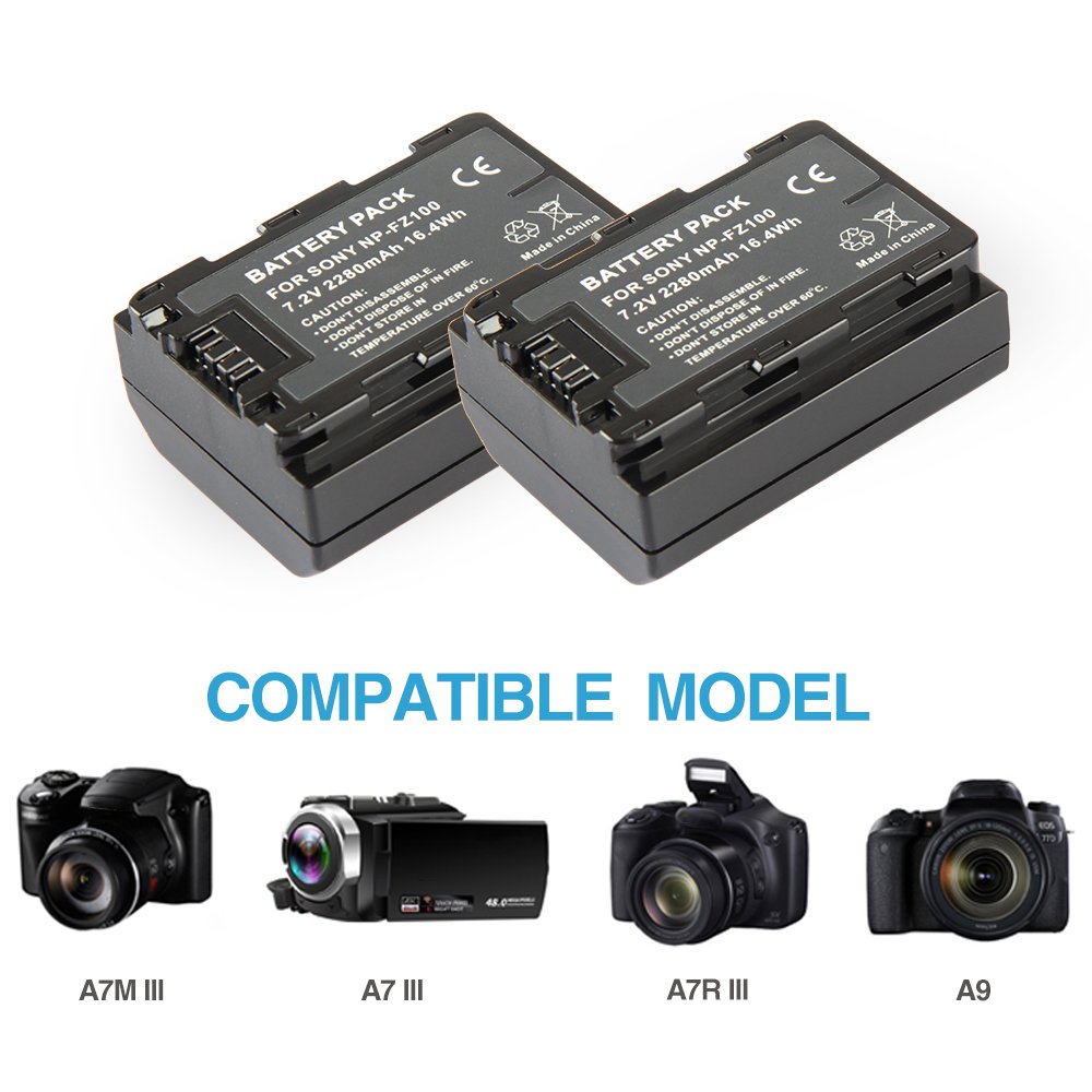 NP-FZ100 2200mah Batteries for SONY A9/A9R 7RM3 BC-QZ1 ILCE-9 A7m3 A7r3 Alpha 9 9S 9R ILCE-9 7RM3 NP FZ100 Battery