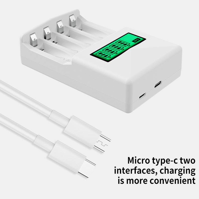 smart lcd 4 slots aaa aa rechargeable battery charger with 4pcs 2000mAh 2a batteries for toy etc electronic equipment