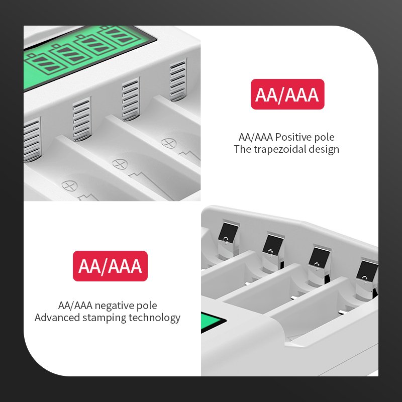 smart lcd 4 slots aaa aa rechargeable battery charger with 4pcs 2000mAh 2a batteries for toy etc electronic equipment