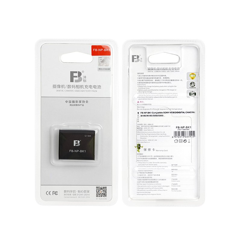 FB NP BK1 4.2V 680mAh camera battery for sony DSC-W190 W180 W370 S750 S780 S850 S950 S980 Digital camera
