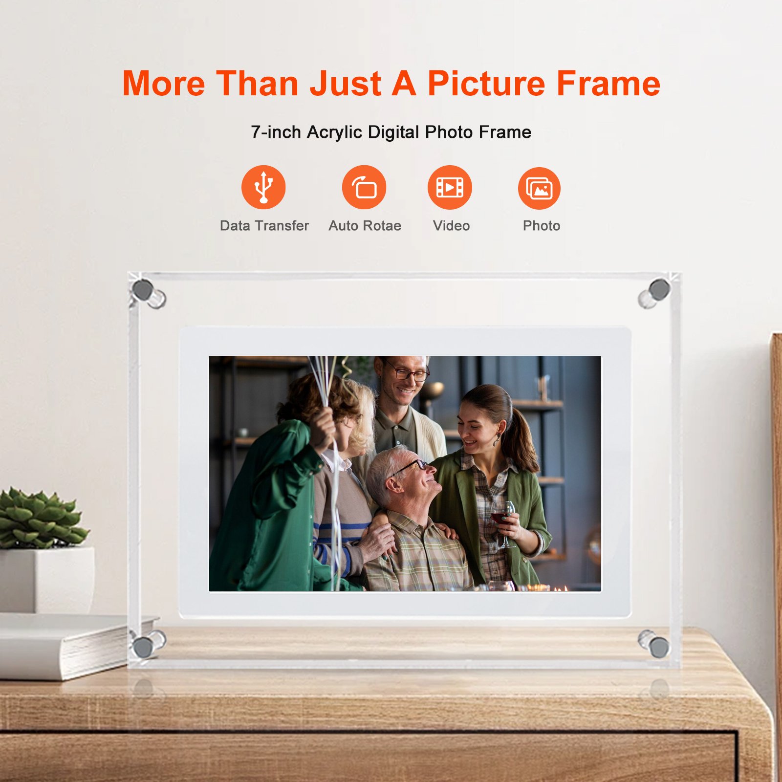 7 Inch HD Transparent Acrylic Frame NFT Digital Photo Frame with Battery