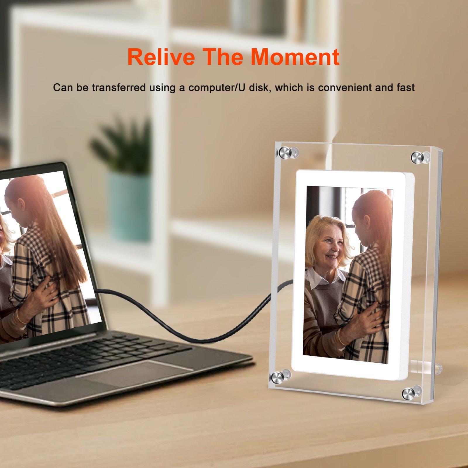7 Inch HD Transparent Acrylic Frame NFT Digital Photo Frame with Battery