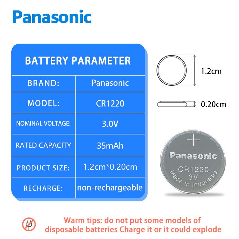 Panasonic CR1220CH/5B 3V Button cell Battery For Watch car key remote control Digital Caliper