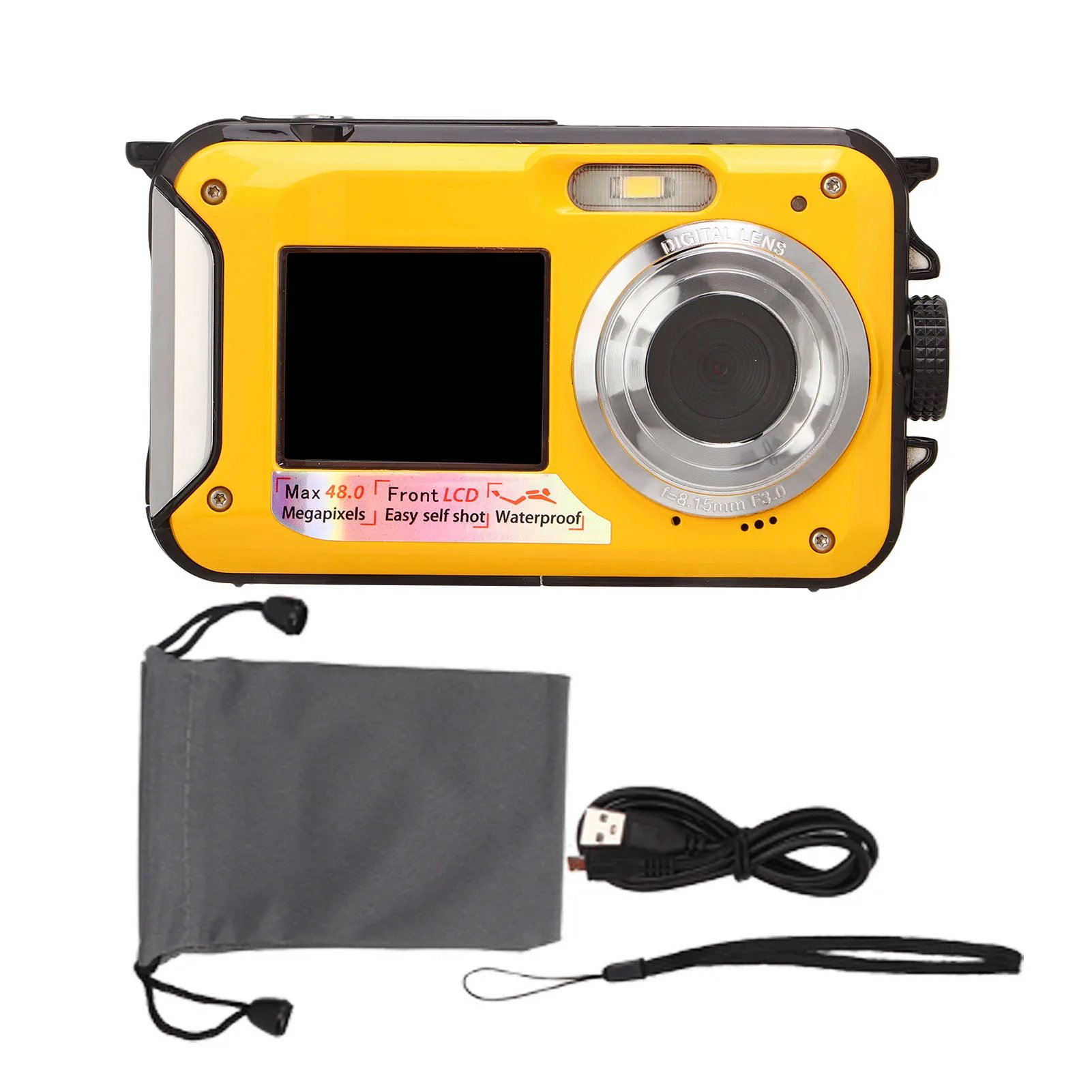 B268 Waterproof Underwater Digital Children's Camera with 48mp and 10ft Waterproof Depth Dual Screens and 16x Zoom Kids Camera