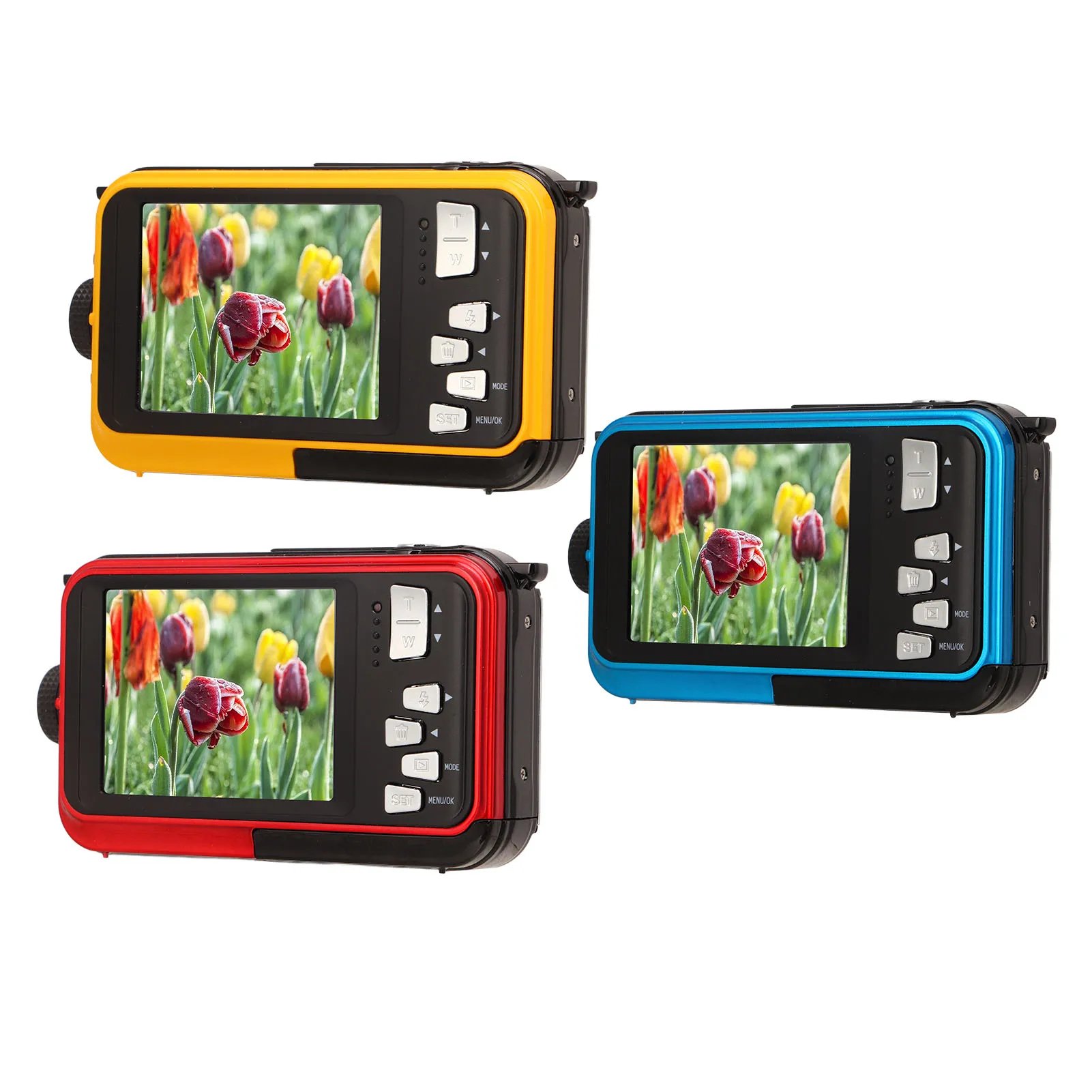 B268 Waterproof Underwater Digital Children's Camera with 48mp and 10ft Waterproof Depth Dual Screens and 16x Zoom Kids Camera