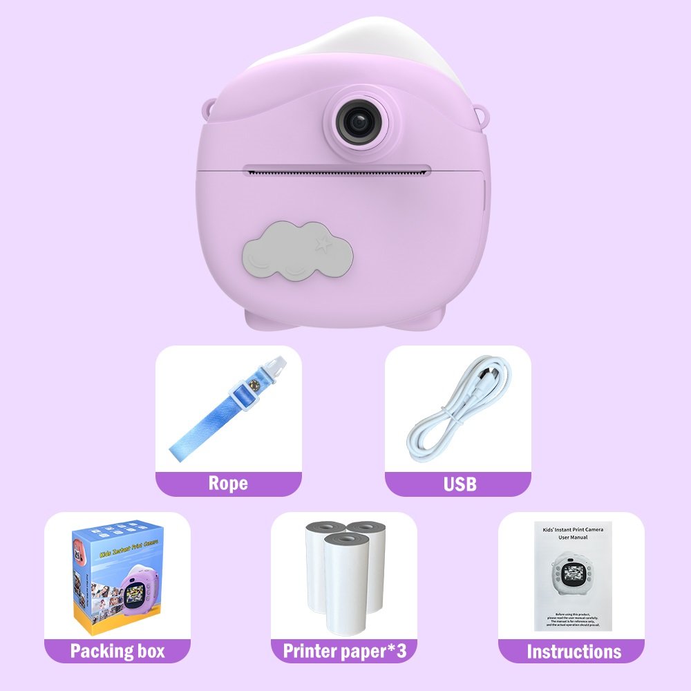Instant Print Digital Kids Camera 1080P Rechargeable HD Digital Toy Cameras Gift