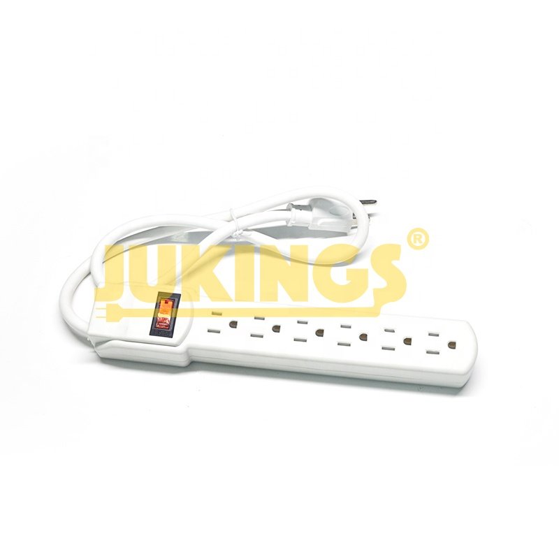 6-Outlet Surge Protector Power Strip 1-Pack, Overload Protection, 3-Foot Cord, 900 Joule -White 125V/15A Copper 110V Plug Wire
