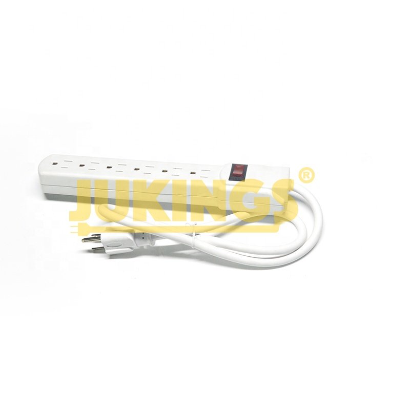 6-Outlet Surge Protector Power Strip 1-Pack, Overload Protection, 3-Foot Cord, 900 Joule -White 125V/15A Copper 110V Plug Wire