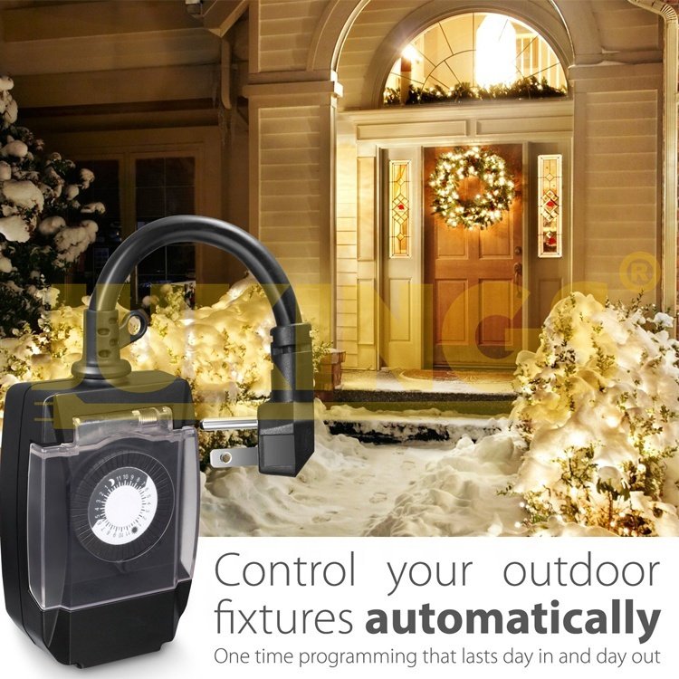 CETL approved 24 Hour timer mechanical christmas Light Timer with 1 3-Prong Water Resistance plug for general purpose using