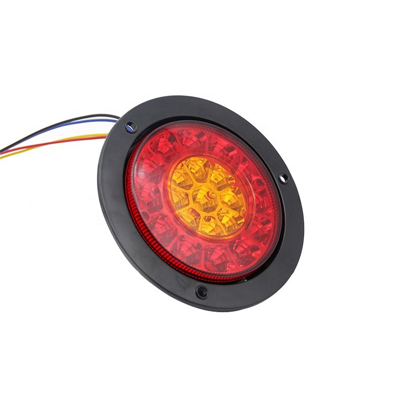 Factory Wholesale 12V 24V 4" Round LED Tail Lights with Turn Signal Backup Reverse Lights 21LED Waterproof Stop Brake Running La