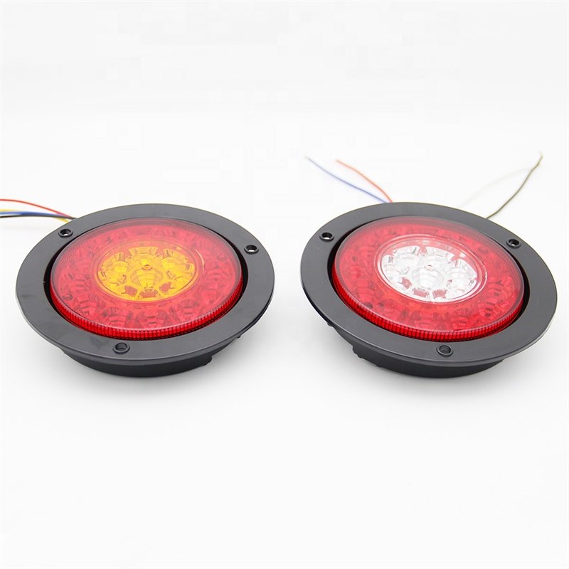 Factory Wholesale 12V 24V 4" Round LED Tail Lights with Turn Signal Backup Reverse Lights 21LED Waterproof Stop Brake Running La