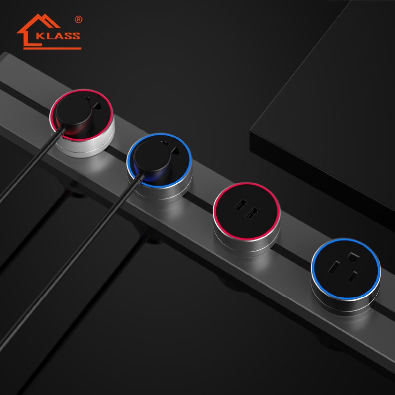 New arrival UK/EU/US standard Multifunction wall track socket outlet with movable USB Type c rail plugs for kitchen socket