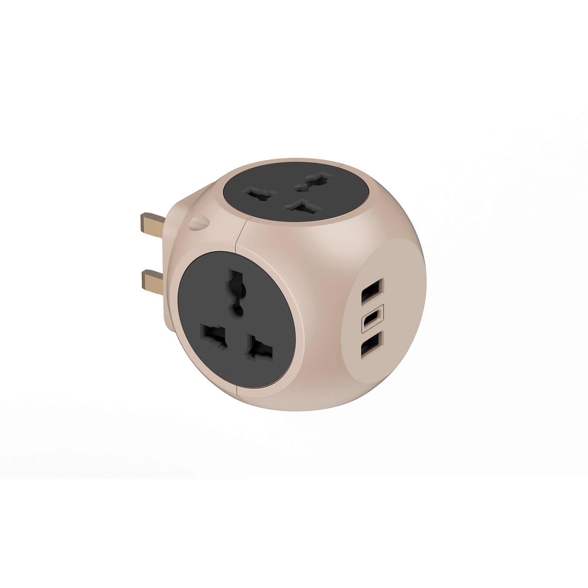 international power adapter UK plug universal socket cube 4 outlets 3 usb port fast charger travel power adapter