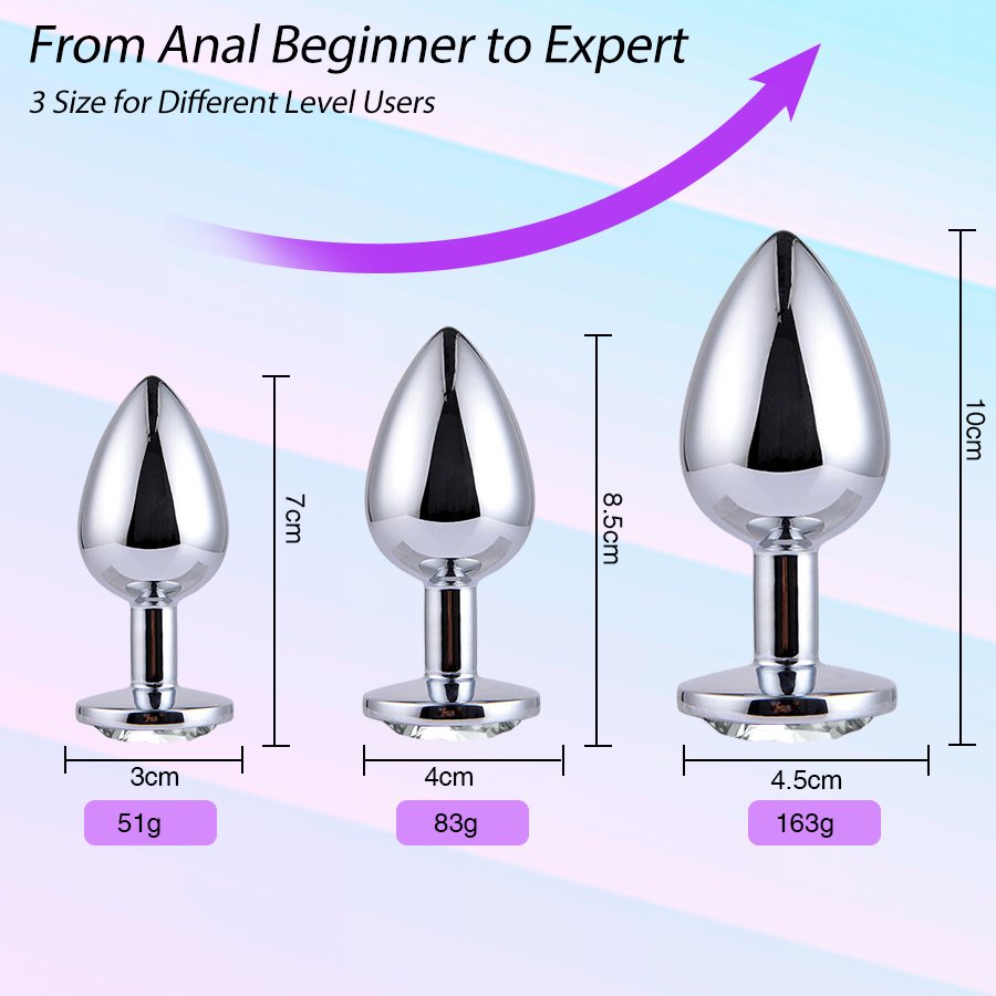 Intimate Metal Anal Plug with Crystal Jewelry Smooth Touch female Butt Plug Anal Bead Anus Dilator Anal Toys for Male Men Women%