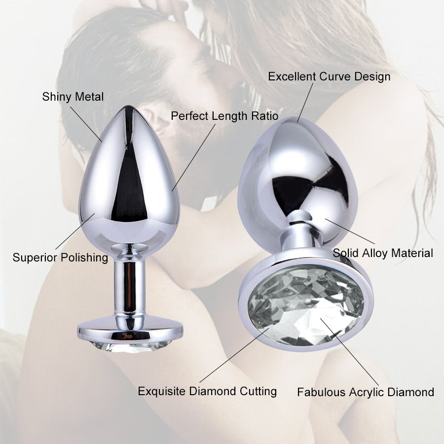 Intimate Metal Anal Plug with Crystal Jewelry Smooth Touch female Butt Plug Anal Bead Anus Dilator Anal Toys for Male Men Women%