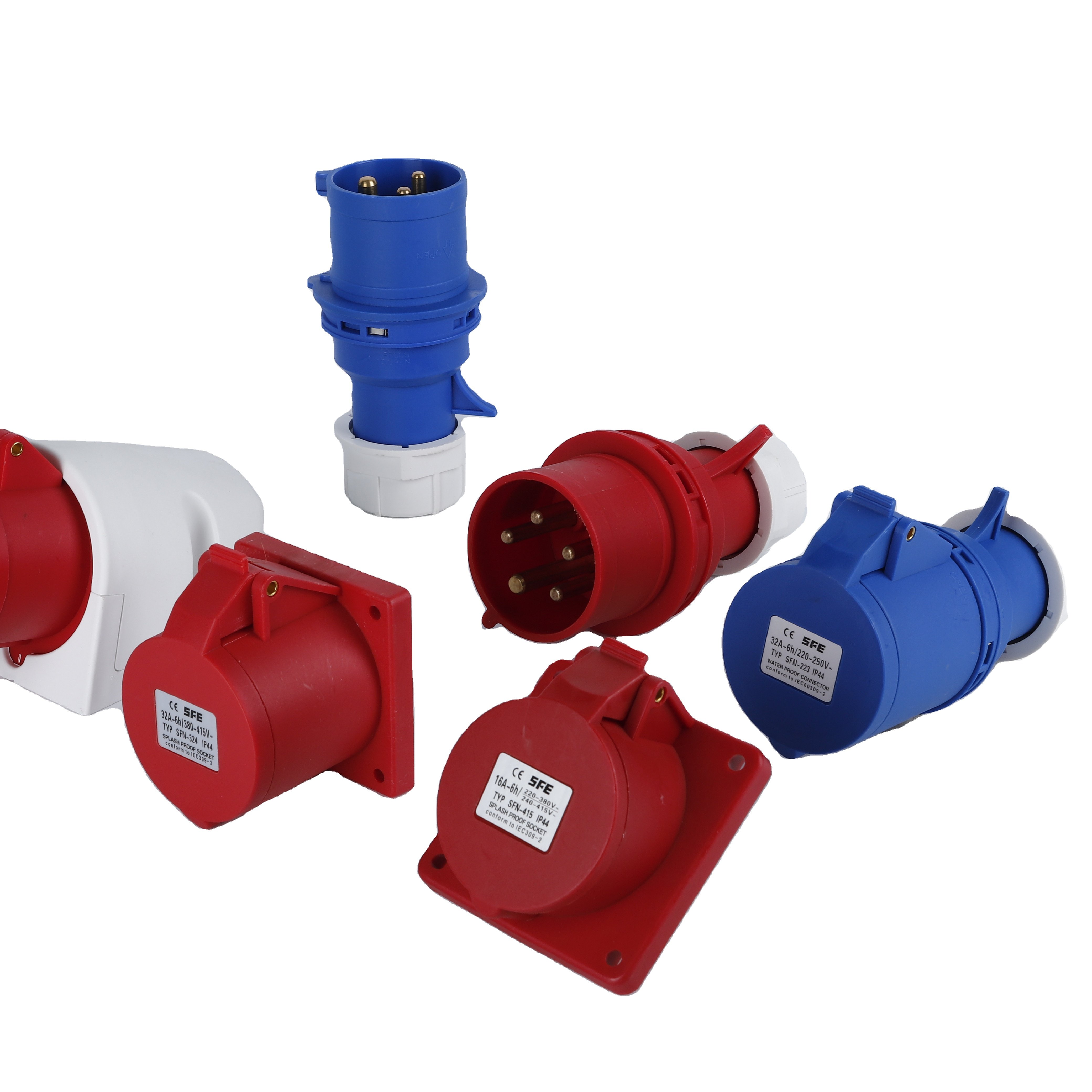 European standard male female industrial socket plug IP 67 16A32A 63 amp 5pin 3 phase socket outlet 4P waterproof 32a