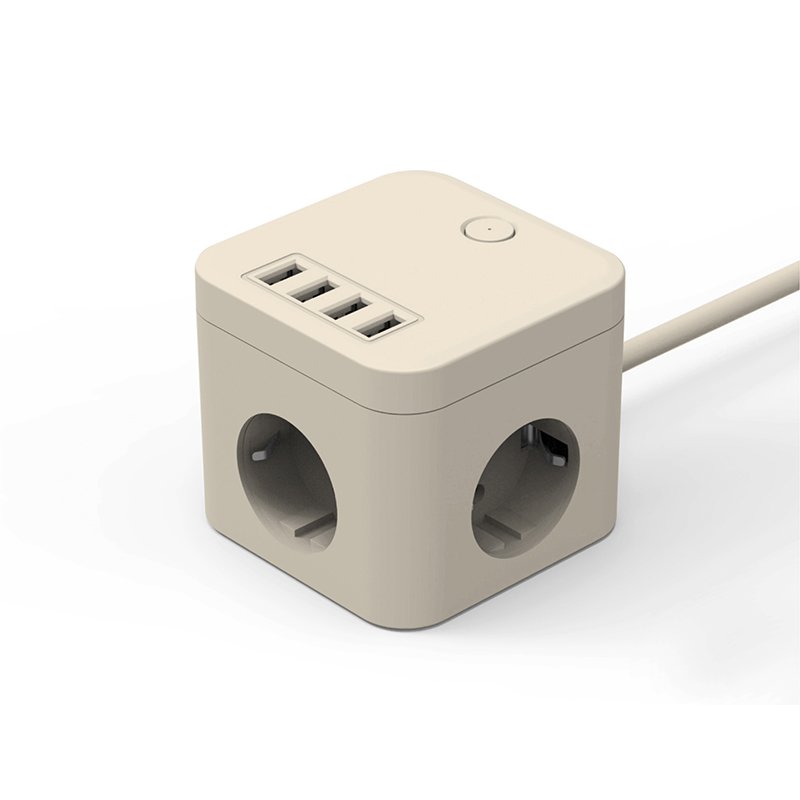 Vastfafa NEW Socket Multi-color VDE Plug 3 Outlet 4 USB Ports USB Cube Power Strip Socket Eu POWER PLUGs Sockets