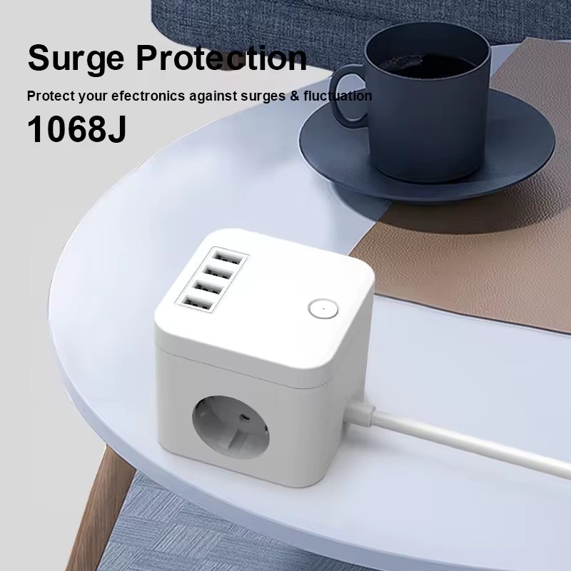 Vastfafa NEW Socket Multi-color VDE Plug 3 Outlet 4 USB Ports USB Cube Power Strip Socket Eu POWER PLUGs Sockets