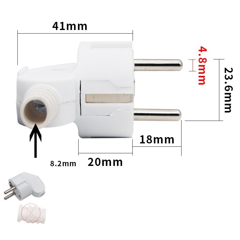 250V 16A Eu standard plug French German Korean Thai Russian 2PIN round detachable assembly power cord plug