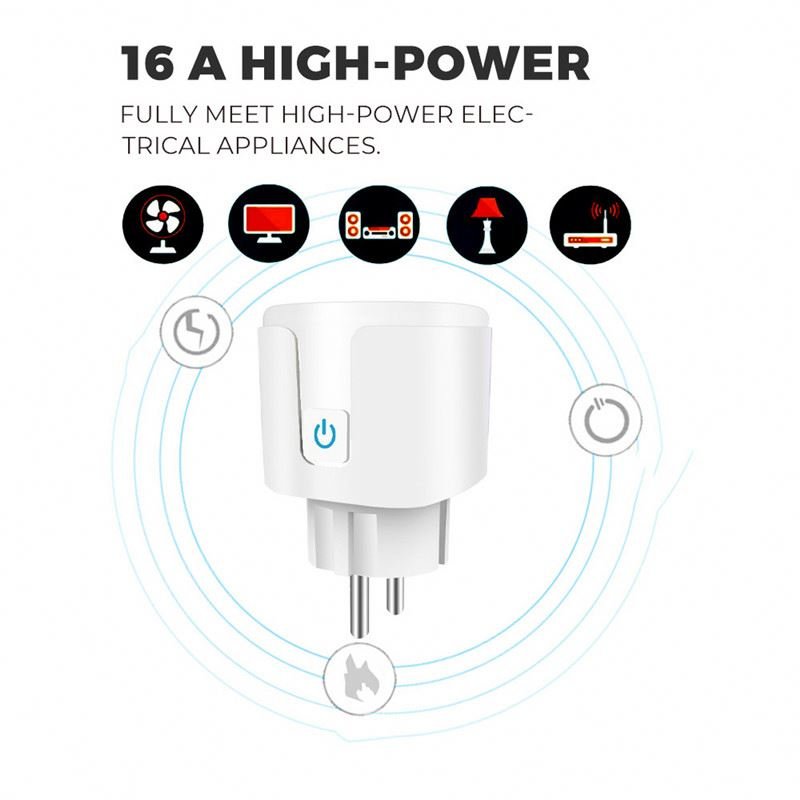 Tuya wifi 16A EU Smart Home Single Socket Wireless Remote Alexa Google Wireless WIFI Outlet Smart Plug