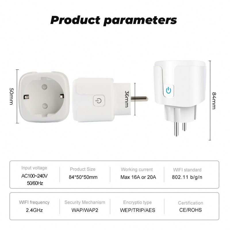 Tuya wifi 16A EU Smart Home Single Socket Wireless Remote Alexa Google Wireless WIFI Outlet Smart Plug