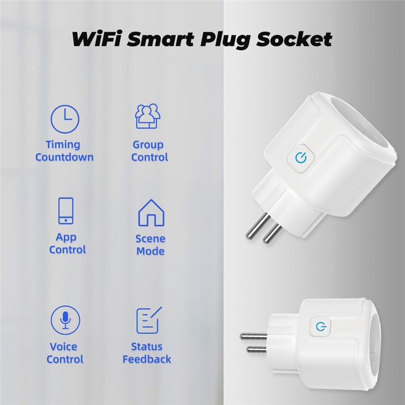 Tuya wifi 16A EU Smart Home Single Socket Wireless Remote Alexa Google Wireless WIFI Outlet Smart Plug